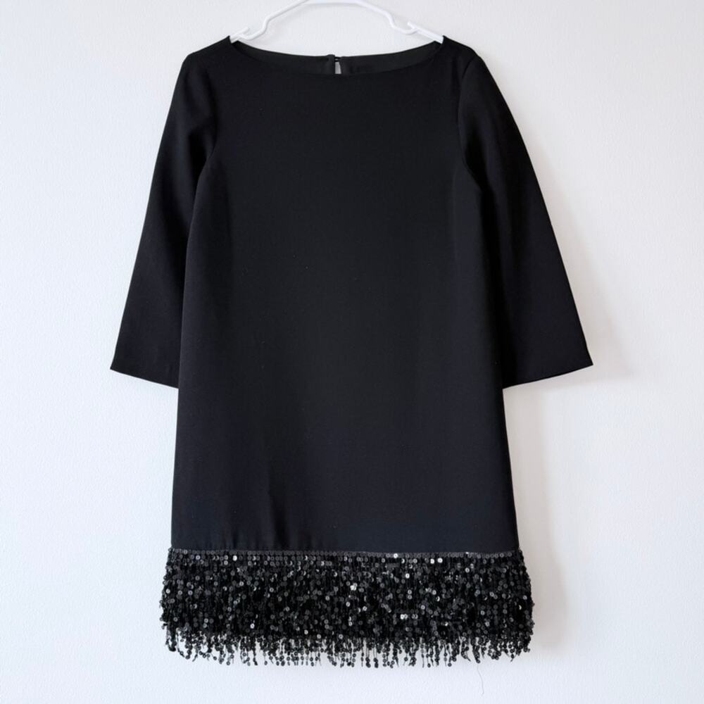 Kate Spade Sequin Fringe Shift Dress Black Size 2